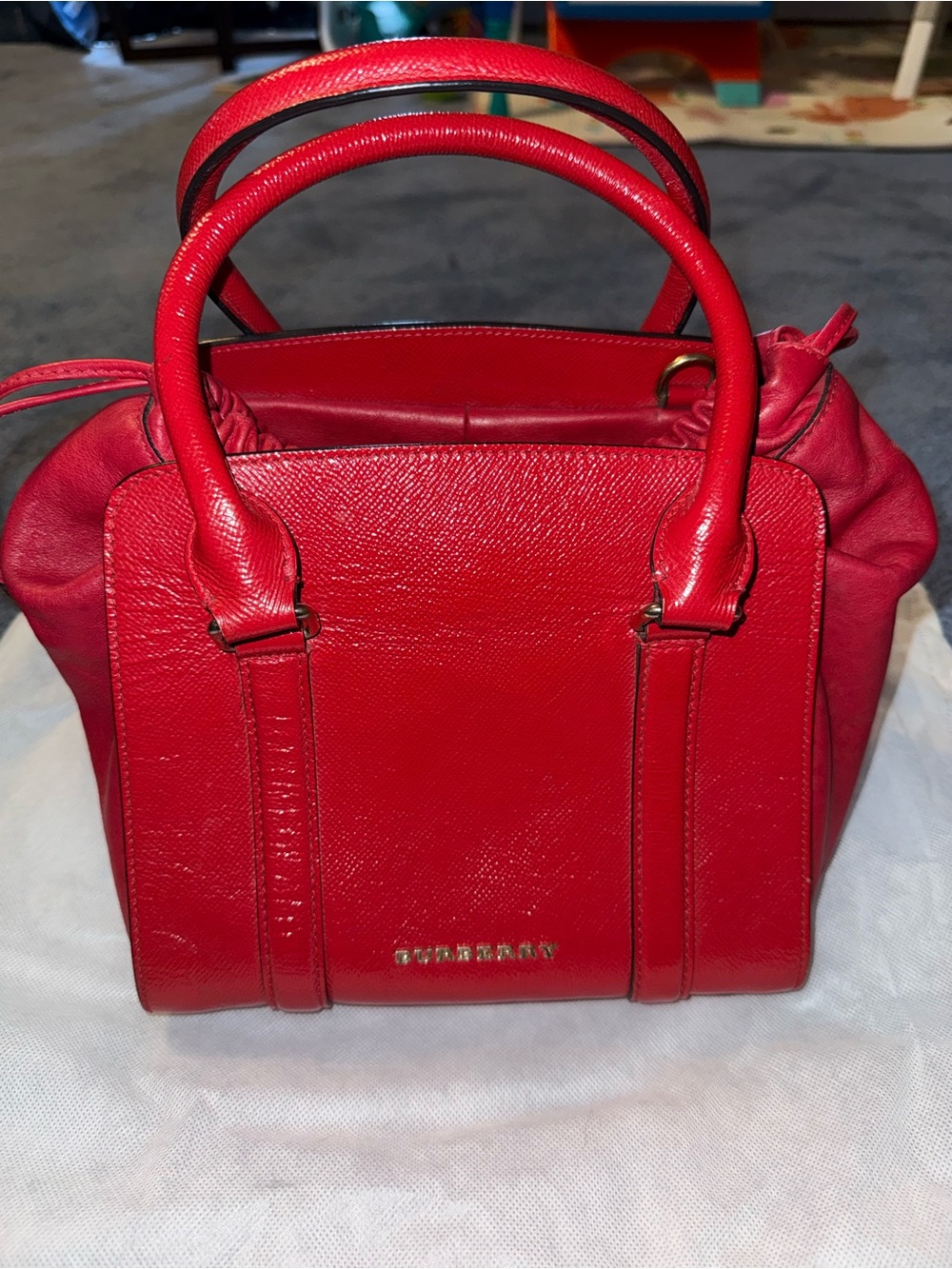 Burberry Red Leather Double-Handle Satchel